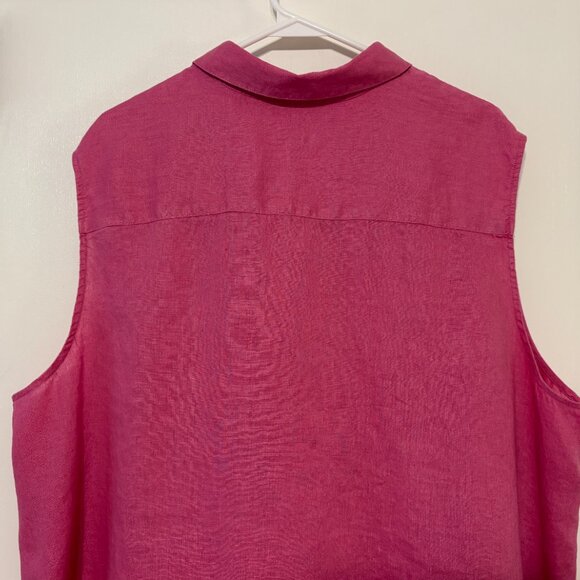 J. Jill Love Linen Women's Plus Sleeveless Button-Front Shirt Top Blouse 3X Pink - Picture 5 of 9